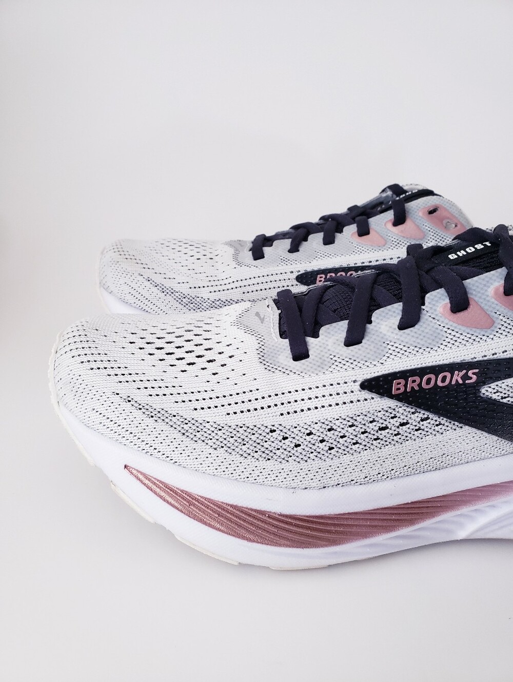 Brooks Ghost 17 Women's Running Shoes White Black Rose Gold - Picture 5 of 16